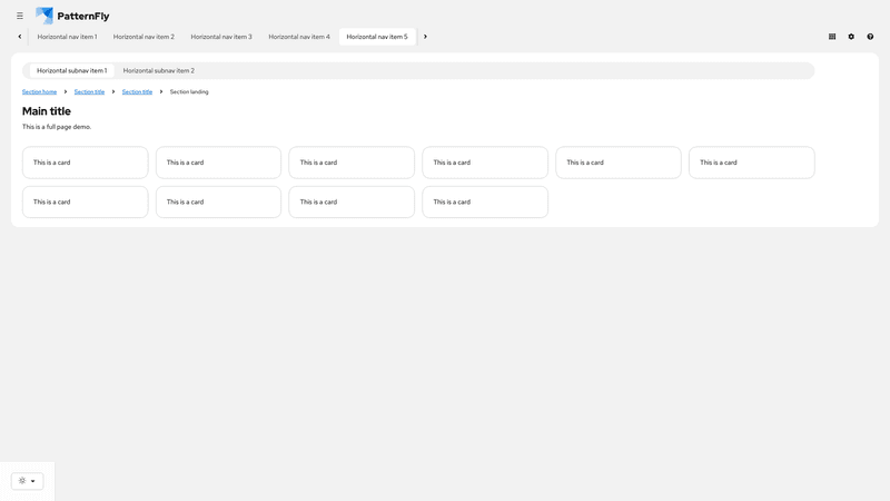 Horizontal nav with horizontal subnav screenshot