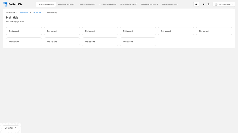 Horizontal nav screenshot
