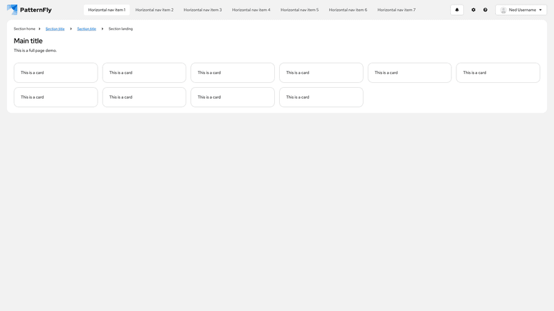 Horizontal nav screenshot