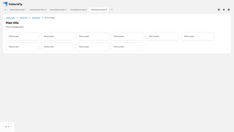 Horizontal nav screenshot