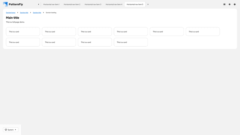 Horizontal nav screenshot