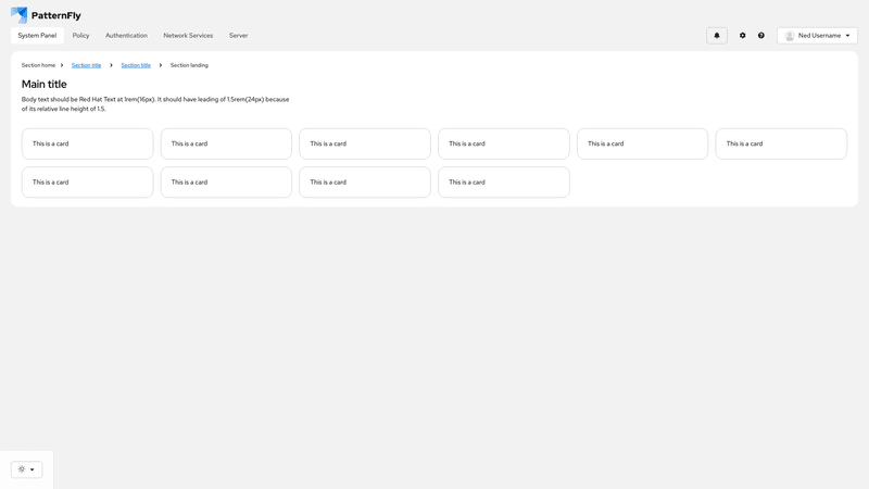 Horizontal nav screenshot