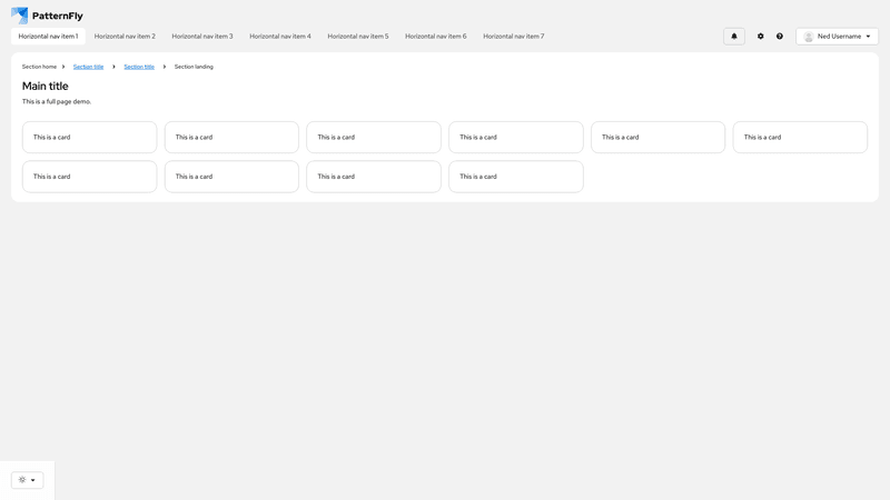 Horizontal nav screenshot