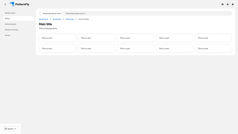 Horizontal subnav screenshot