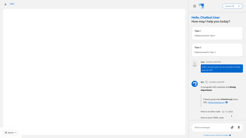 Inline drawer ChatBot screenshot