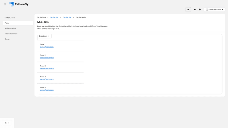 Primary-detail data list in card screenshot