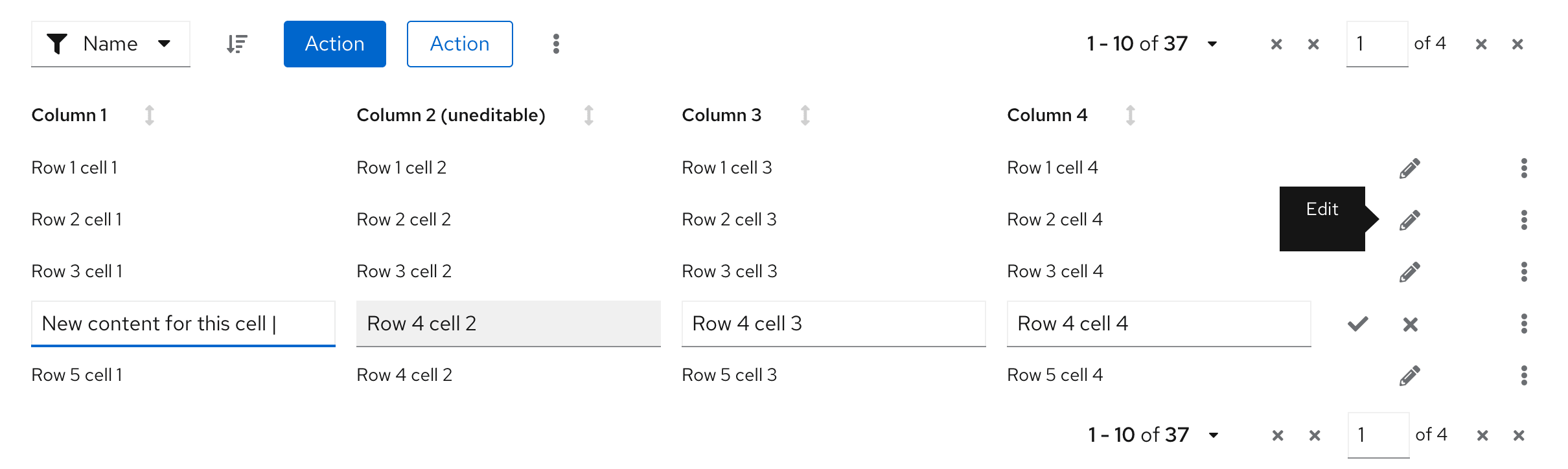 Row editing