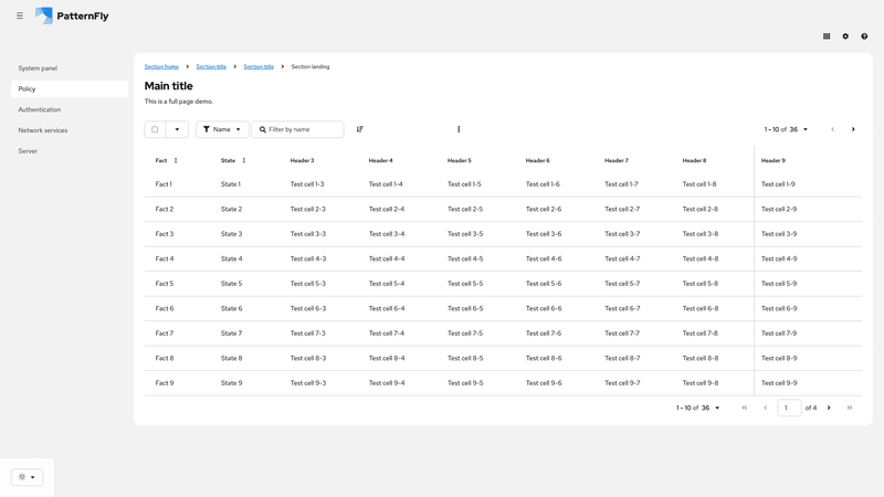 Sticky header and last column screenshot