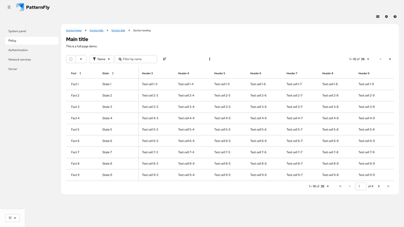 Sticky header and multiple columns screenshot