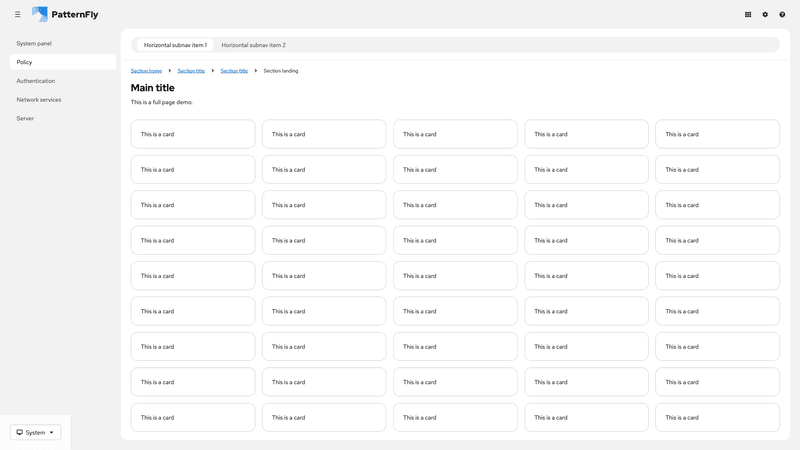 Sticky horizontal subnav screenshot