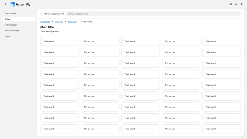 Sticky horizontal subnav screenshot