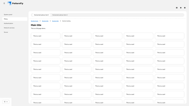 Sticky horizontal subnav screenshot