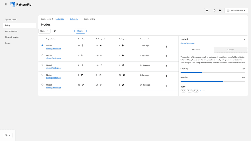 Tables and tabs screenshot