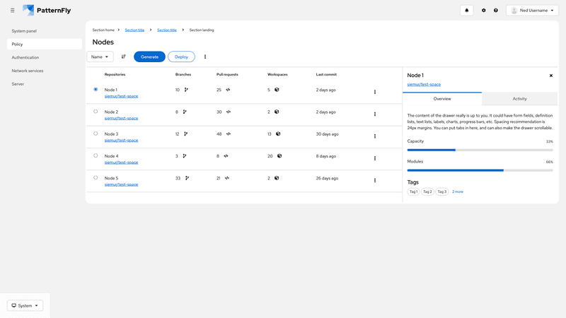 Tables and tabs screenshot