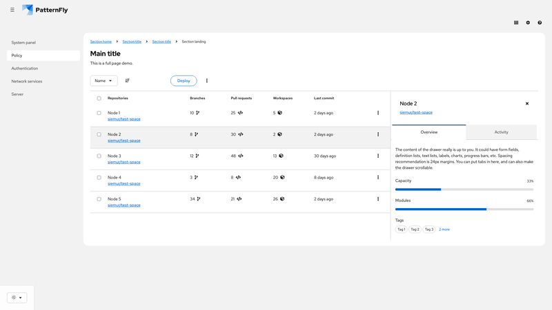 Tables and tabs screenshot