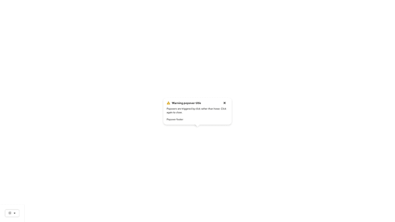 Warning alert popover screenshot