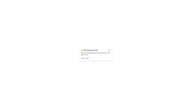Warning alert popover screenshot